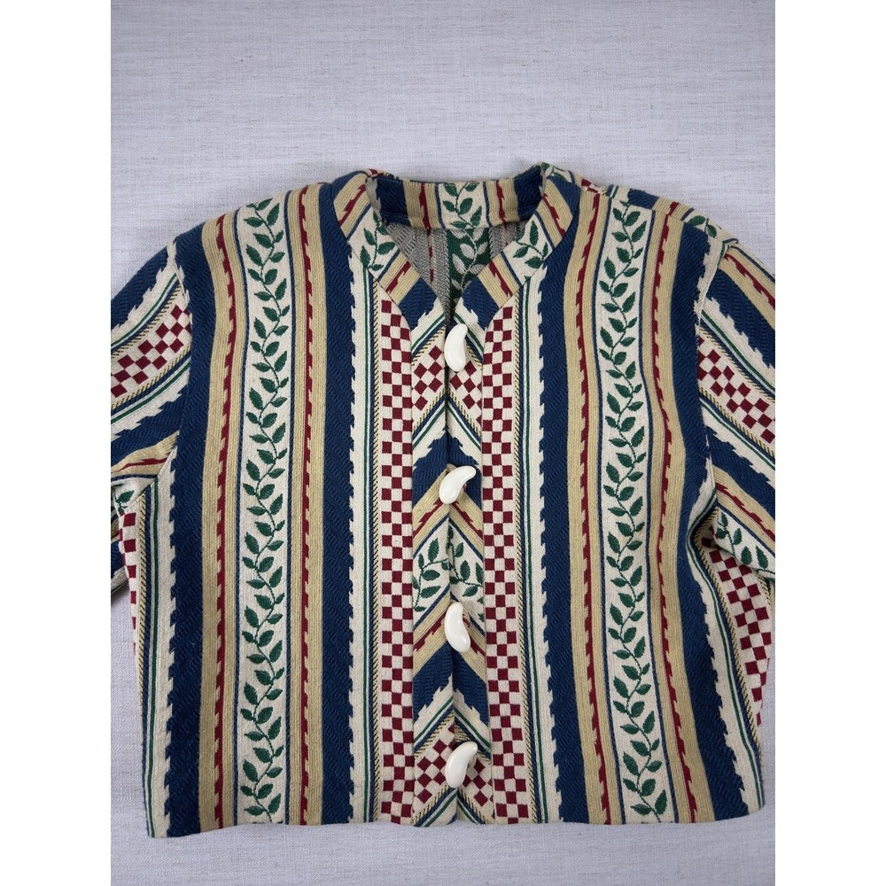 Doncaster Vintage Tapestry Jacket Stripe Floral Crop Blazer Multi Color Size 6